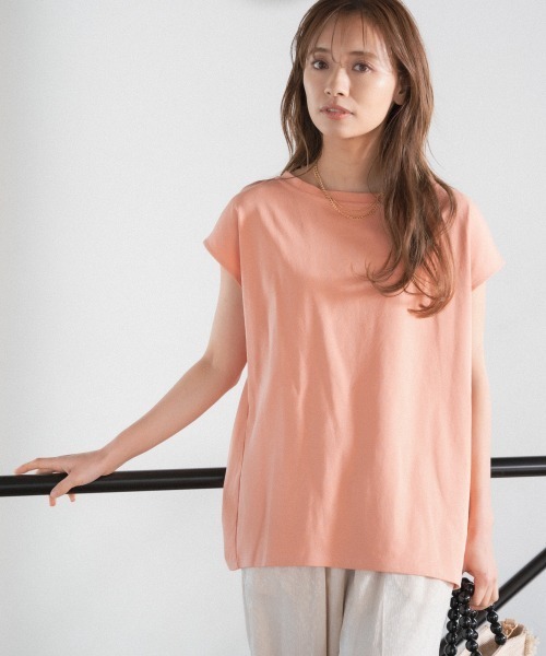 mysty woman(ミスティウーマン)の「バックホールギャザープルオーバー 944564(Tシャツ/カットソー・レディース・オフホワイト/ブラック/ライトオレンジ系・FREE)」の9枚目の写真