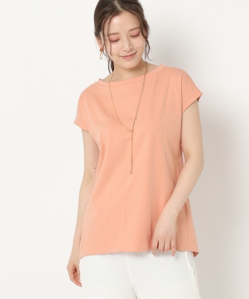 mysty woman(ミスティウーマン)の「バックホールギャザープルオーバー 944564(Tシャツ/カットソー・レディース・オフホワイト/ブラック/ライトオレンジ系・FREE)」の10枚目の写真