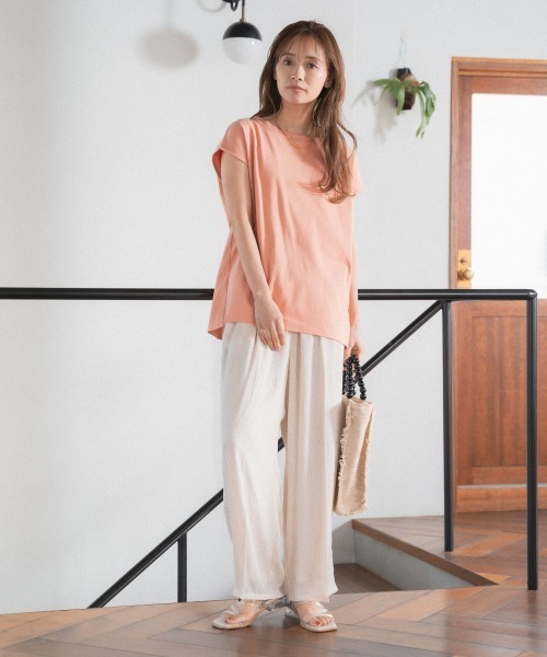 mysty woman(ミスティウーマン)の「バックホールギャザープルオーバー 944564(Tシャツ/カットソー・レディース・オフホワイト/ブラック/ライトオレンジ系・FREE)」の17枚目の写真