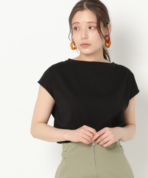 mysty woman(ミスティウーマン)の「バックホールギャザープルオーバー 944564(Tシャツ/カットソー・レディース・オフホワイト/ブラック/ライトオレンジ系・FREE)」の4枚目の写真