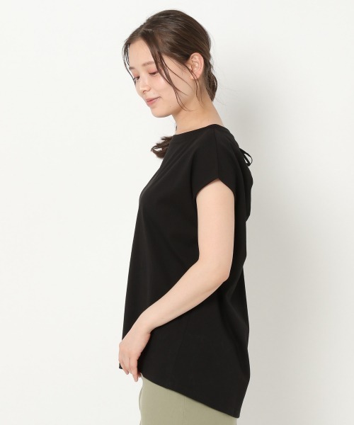 mysty woman(ミスティウーマン)の「バックホールギャザープルオーバー 944564(Tシャツ/カットソー・レディース・オフホワイト/ブラック/ライトオレンジ系・FREE)」の7枚目の写真