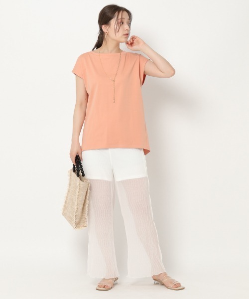 mysty woman(ミスティウーマン)の「バックホールギャザープルオーバー 944564(Tシャツ/カットソー・レディース・オフホワイト/ブラック/ライトオレンジ系・FREE)」の20枚目の写真