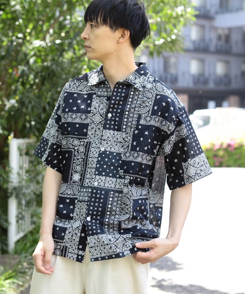 BeAMS DOT（ビームスドット）の「【WEB限定】BeAMS DOT / ヴィンテージ風 バンダナオーバーシャツ（シャツ/ブラウス・メンズ・ブラック/ネイビー・MEDIUM/LARGE）」の6枚目の写真