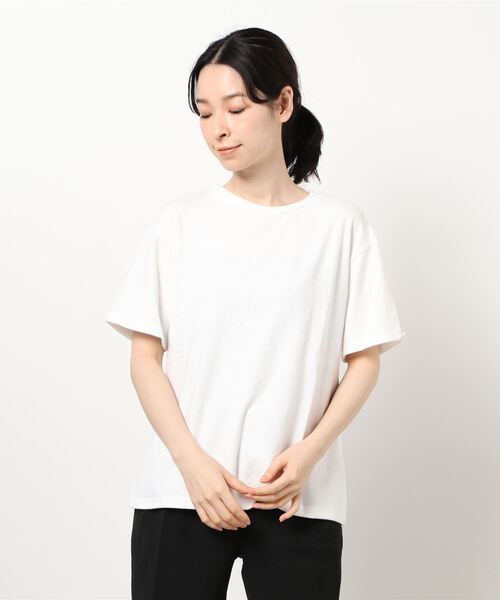 QuON(クオン)の「ベロアタッチベーシックTシャツ(Tシャツ/カットソー・レディース・ホワイト/チャコールグレー/ブラック/ネイビー/ピンク・FREE)」の12枚目の写真