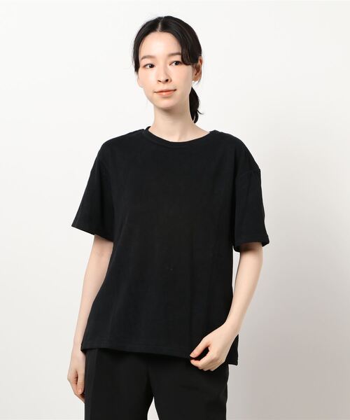 QuON(クオン)の「ベロアタッチベーシックTシャツ(Tシャツ/カットソー・レディース・ホワイト/チャコールグレー/ブラック/ネイビー/ピンク・FREE)」の18枚目の写真