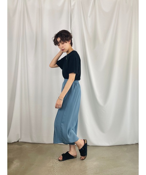 QuON(クオン)の「ベロアタッチベーシックTシャツ(Tシャツ/カットソー・レディース・ホワイト/チャコールグレー/ブラック/ネイビー/ピンク・FREE)」の15枚目の写真