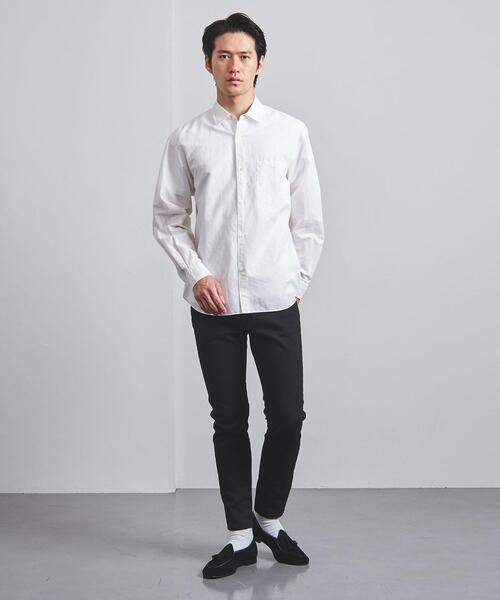 UNITED ARROWS（ユナイテッドアローズ）の「＜UNITED ARROWS＞ コットン/リネン スラブ ポプリン レギュラーカラー（シャツ/ブラウス・メンズ・ライトブルー/ホワイト/ネイビー・X-LARGE/MEDIUM/SMALL/LARGE）」の4枚目の写真