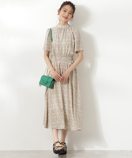 N.（N. Natural Beauty Basic）（エヌエヌナチュラルビューティーベーシック）の「【S Size Line】◆スタンドネックシャーリング半袖ワンピース（ワンピース・レディース・ブラック/ブルー/ナチュラル・SMALL/MEDIUM）」の8枚目の写真