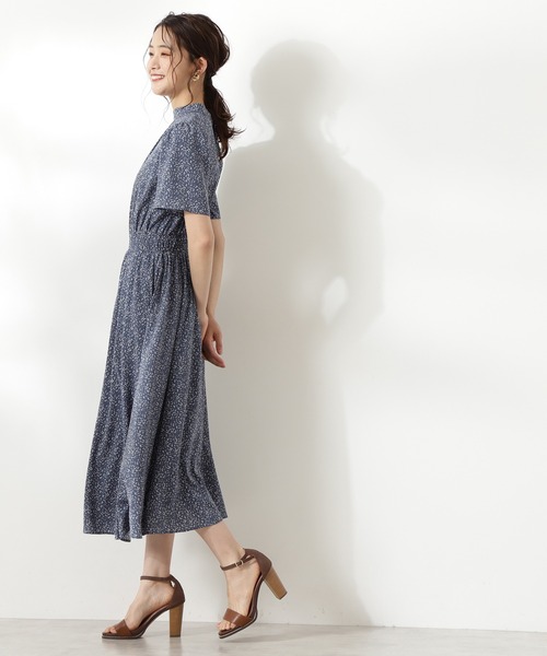 N.（N. Natural Beauty Basic）（エヌエヌナチュラルビューティーベーシック）の「【S Size Line】◆スタンドネックシャーリング半袖ワンピース（ワンピース・レディース・ブラック/ブルー/ナチュラル・SMALL/MEDIUM）」の10枚目の写真