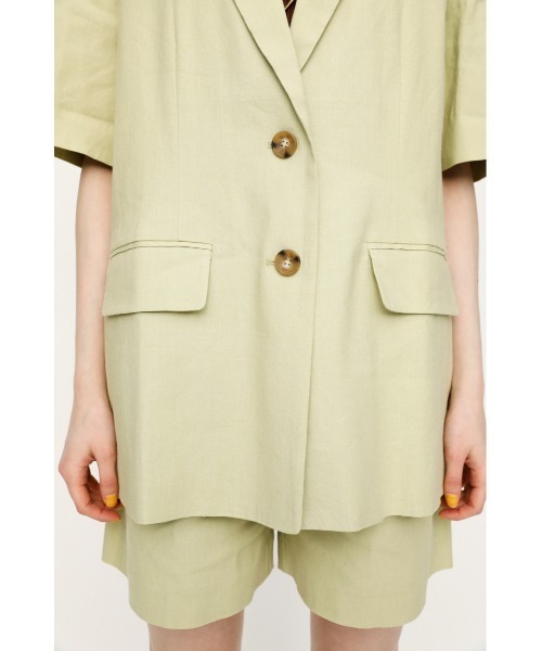 SLY(スライ)の「LINEN SHORT SLEEVE JK/リネンショートスリーブジャケット(テーラードジャケット・レディース・グリーン/アイボリー・FREE)」の15枚目の写真