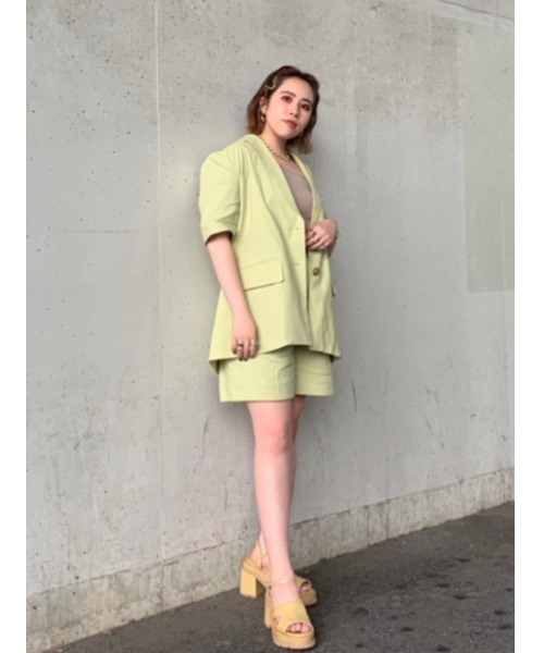 SLY(スライ)の「LINEN SHORT SLEEVE JK/リネンショートスリーブジャケット(テーラードジャケット・レディース・グリーン/アイボリー・FREE)」の17枚目の写真