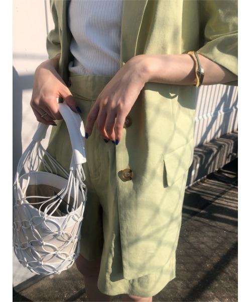 SLY(スライ)の「LINEN SHORT SLEEVE JK/リネンショートスリーブジャケット(テーラードジャケット・レディース・グリーン/アイボリー・FREE)」の19枚目の写真