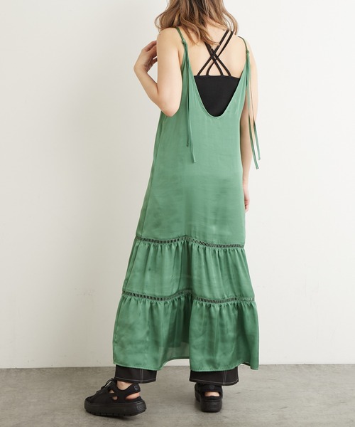 Lui's（ルイス）の「ダブルストラップはしごレースキャミワンピース（ワンピース・レディース・ブラック/ブルー/グリーン・FREE）」の2枚目の写真