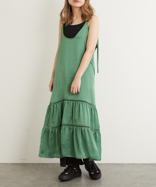 Lui's（ルイス）の「ダブルストラップはしごレースキャミワンピース（ワンピース・レディース・ブラック/ブルー/グリーン・FREE）」の7枚目の写真