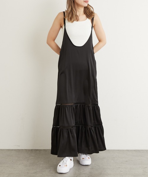 Lui's（ルイス）の「ダブルストラップはしごレースキャミワンピース（ワンピース・レディース・ブラック/ブルー/グリーン・FREE）」の9枚目の写真