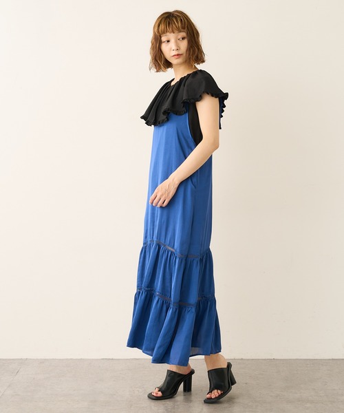 Lui's（ルイス）の「ダブルストラップはしごレースキャミワンピース（ワンピース・レディース・ブラック/ブルー/グリーン・FREE）」の5枚目の写真