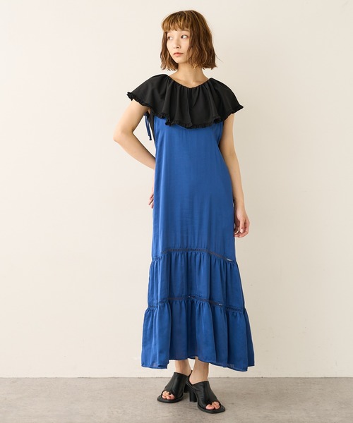 Lui's（ルイス）の「ダブルストラップはしごレースキャミワンピース（ワンピース・レディース・ブラック/ブルー/グリーン・FREE）」の6枚目の写真