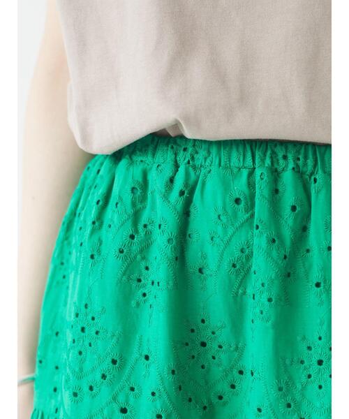 Green Parks(グリーンパークス)の「刺繍ティアードスカート*(スカート・レディース・ブラック/グリーン/ライトベージュ・FREE)」の9枚目の写真
