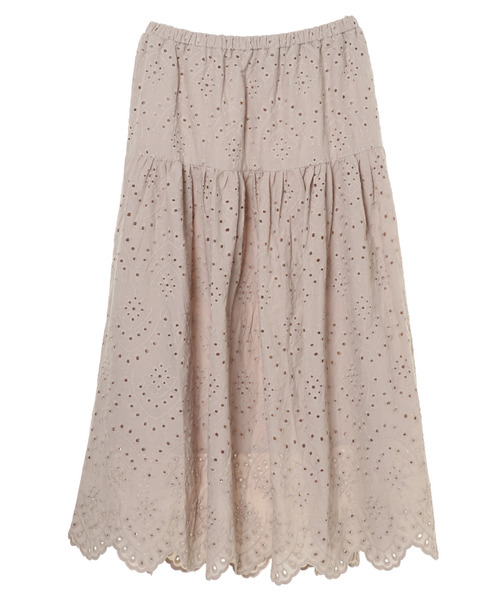 Green Parks(グリーンパークス)の「刺繍ティアードスカート*(スカート・レディース・ブラック/グリーン/ライトベージュ・FREE)」の19枚目の写真