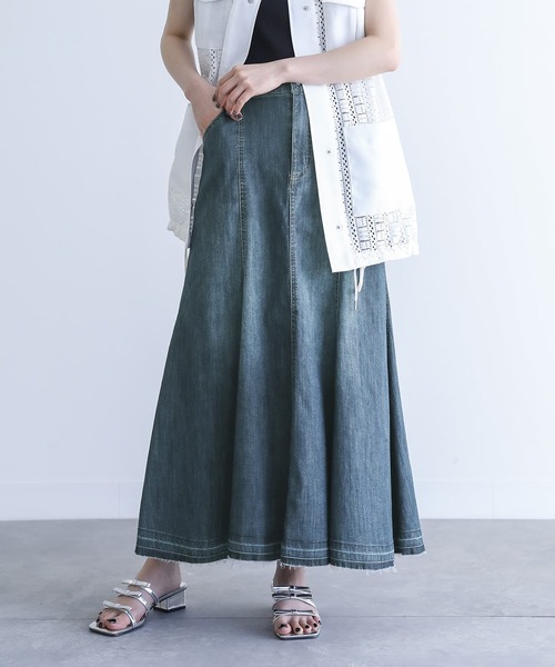 n'OrLABEL（ノアールレーベル）の「【機能素材】『フレアデニムスカート』（デニムスカート・レディース・ネイビー/インディゴブルー・2/1）」の8枚目の写真