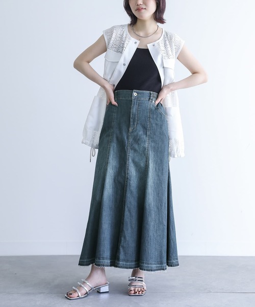 n'OrLABEL（ノアールレーベル）の「【機能素材】『フレアデニムスカート』（デニムスカート・レディース・ネイビー/インディゴブルー・2/1）」の9枚目の写真