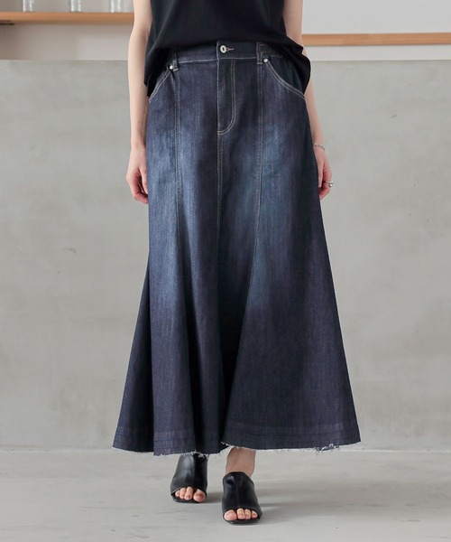 n'OrLABEL（ノアールレーベル）の「【機能素材】『フレアデニムスカート』（デニムスカート・レディース・ネイビー/インディゴブルー・2/1）」の10枚目の写真