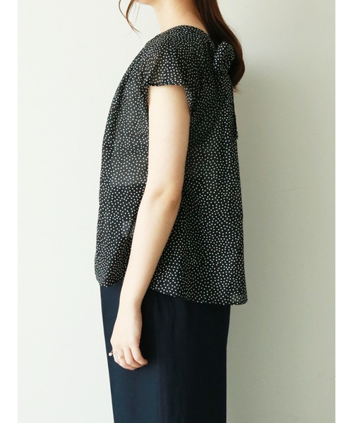 Te chichi（テチチ）の「ボイルドットバックリボンブラウス（シャツ/ブラウス・レディース・モカ/ブラック/オフホワイト・ﾌﾘ-）」の6枚目の写真