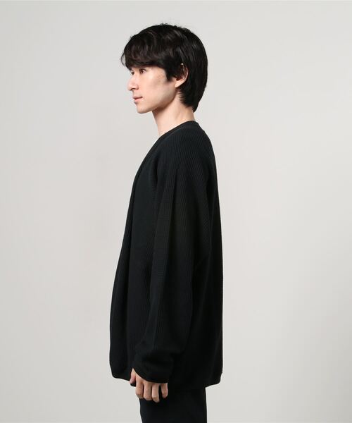 C.E.L.STORE（セルストア）の「MADE IN STANDARD/メイドインスタンダード　HEAVY WAFFLE CARDIGAN（カーディガン/ボレロ・メンズ・ネイビー/ヘザーグレー/ブラック/カーキ・LARGE/MEDIUM）」の6枚目の写真