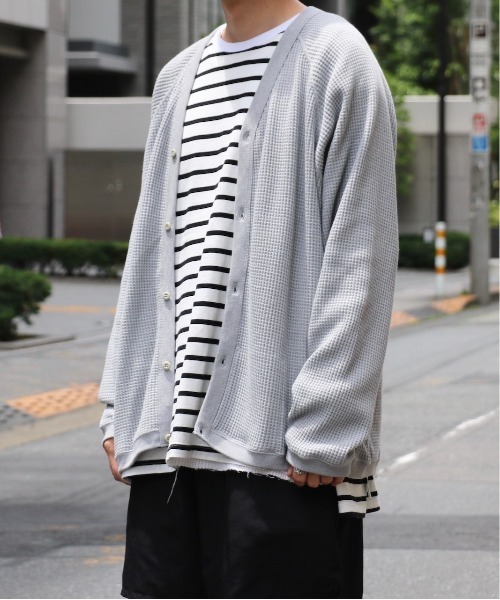 C.E.L.STORE（セルストア）の「MADE IN STANDARD/メイドインスタンダード　HEAVY WAFFLE CARDIGAN（カーディガン/ボレロ・メンズ・ネイビー/ヘザーグレー/ブラック/カーキ・LARGE/MEDIUM）」の14枚目の写真