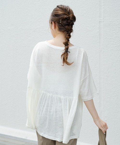 PUAL CE CIN（ピュアルセシン）の「【Du noir】リネン天竺プルオーバー（Tシャツ/カットソー・レディース・オフホワイト/ブラック/グレー・FREE）」の12枚目の写真