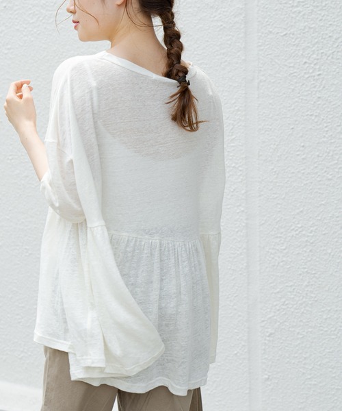 PUAL CE CIN（ピュアルセシン）の「【Du noir】リネン天竺プルオーバー（Tシャツ/カットソー・レディース・オフホワイト/ブラック/グレー・FREE）」の10枚目の写真