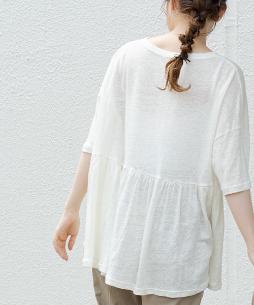 PUAL CE CIN（ピュアルセシン）の「【Du noir】リネン天竺プルオーバー（Tシャツ/カットソー・レディース・オフホワイト/ブラック/グレー・FREE）」の11枚目の写真