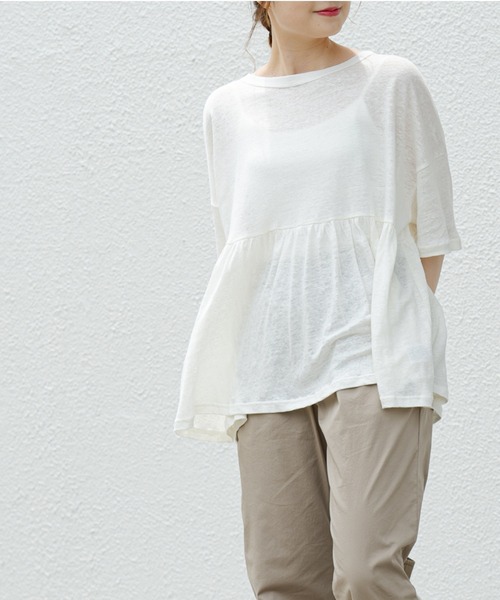 PUAL CE CIN（ピュアルセシン）の「【Du noir】リネン天竺プルオーバー（Tシャツ/カットソー・レディース・オフホワイト/ブラック/グレー・FREE）」の13枚目の写真