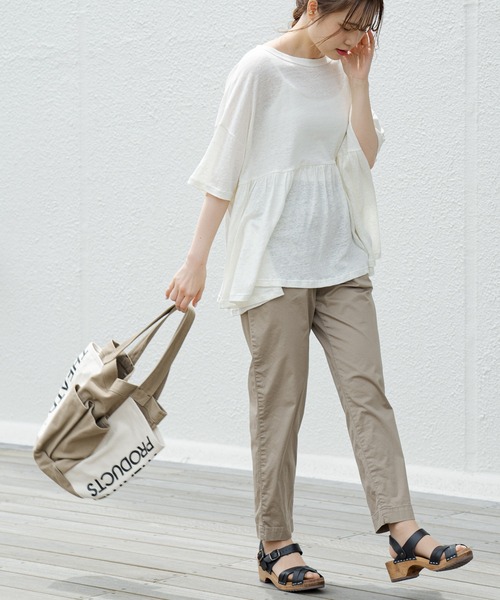 PUAL CE CIN（ピュアルセシン）の「【Du noir】リネン天竺プルオーバー（Tシャツ/カットソー・レディース・オフホワイト/ブラック/グレー・FREE）」の15枚目の写真