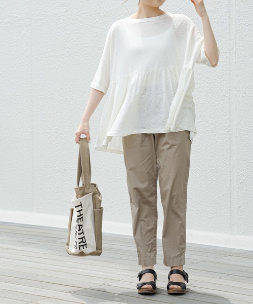 PUAL CE CIN（ピュアルセシン）の「【Du noir】リネン天竺プルオーバー（Tシャツ/カットソー・レディース・オフホワイト/ブラック/グレー・FREE）」の14枚目の写真