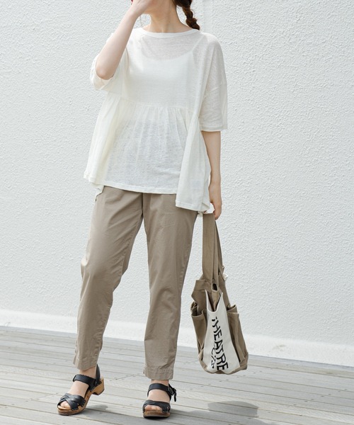 PUAL CE CIN（ピュアルセシン）の「【Du noir】リネン天竺プルオーバー（Tシャツ/カットソー・レディース・オフホワイト/ブラック/グレー・FREE）」の16枚目の写真