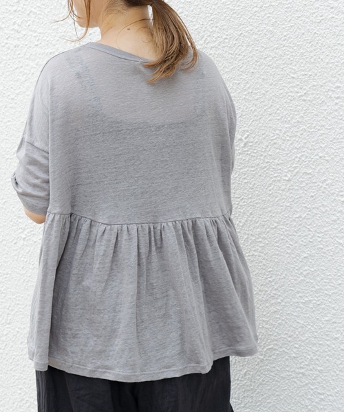 PUAL CE CIN（ピュアルセシン）の「【Du noir】リネン天竺プルオーバー（Tシャツ/カットソー・レディース・オフホワイト/ブラック/グレー・FREE）」の22枚目の写真