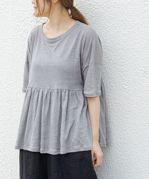 PUAL CE CIN（ピュアルセシン）の「【Du noir】リネン天竺プルオーバー（Tシャツ/カットソー・レディース・オフホワイト/ブラック/グレー・FREE）」の20枚目の写真