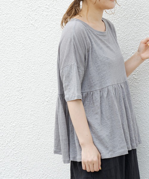 PUAL CE CIN（ピュアルセシン）の「【Du noir】リネン天竺プルオーバー（Tシャツ/カットソー・レディース・オフホワイト/ブラック/グレー・FREE）」の21枚目の写真