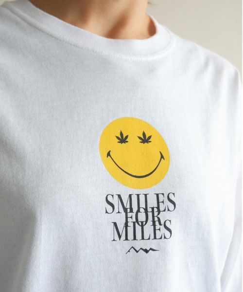 MANASTASH（マナスタッシュ）の「MANASTASH/マナスタッシュ　W's LEAF SMILE L/S TEE　ウィメンズ　リーフスマイル　ロンＴ（Tシャツ/カットソー・レディース・サンドベージュ/ブラック/ホワイト・MEDIUM）」の8枚目の写真