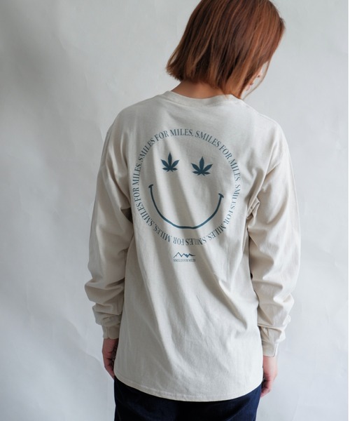 MANASTASH（マナスタッシュ）の「MANASTASH/マナスタッシュ　W's LEAF SMILE L/S TEE　ウィメンズ　リーフスマイル　ロンＴ（Tシャツ/カットソー・レディース・サンドベージュ/ブラック/ホワイト・MEDIUM）」の10枚目の写真