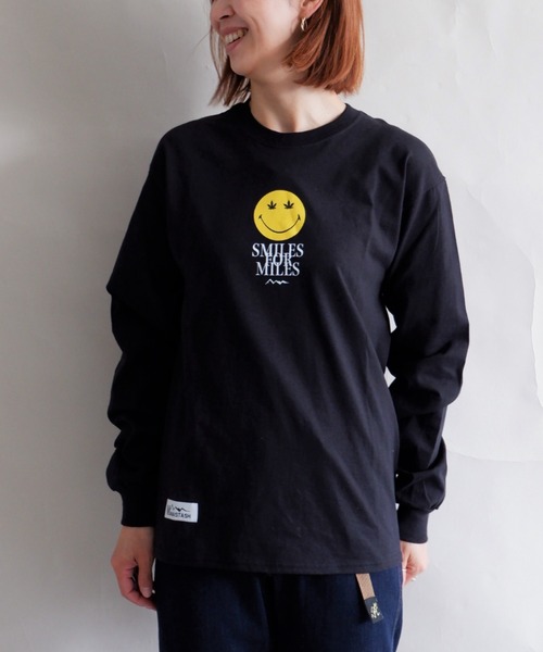 MANASTASH（マナスタッシュ）の「MANASTASH/マナスタッシュ　W's LEAF SMILE L/S TEE　ウィメンズ　リーフスマイル　ロンＴ（Tシャツ/カットソー・レディース・サンドベージュ/ブラック/ホワイト・MEDIUM）」の13枚目の写真
