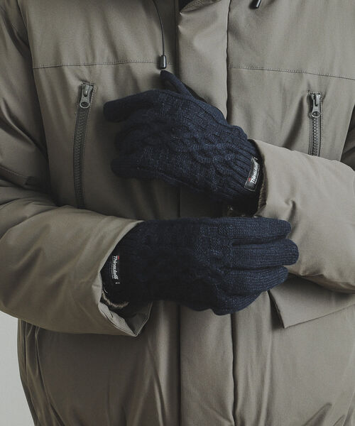 BEAMS HEART(ビームスハート)の「BEAMS HEART / ニットコンビ グローブ(手袋・メンズ・チャコールグレー/ブラック/ネイビー・ONE SIZE)」の3枚目の写真
