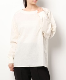 B2650 リブカフス布帛ロングTシャツ
