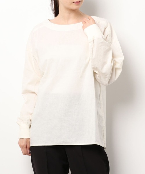 RNA-N(アールエヌエーエヌ)の「B2650 リブカフス布帛ロングTシャツ(Tシャツ/カットソー・レディース・ダークウッド/サーモンピンク/ホワイト・MEDIUM)」の1枚目の写真