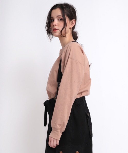 RNA-N(アールエヌエーエヌ)の「B2650 リブカフス布帛ロングTシャツ(Tシャツ/カットソー・レディース・ダークウッド/サーモンピンク/ホワイト・MEDIUM)」の16枚目の写真