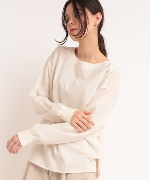 RNA-N(アールエヌエーエヌ)の「B2650 リブカフス布帛ロングTシャツ(Tシャツ/カットソー・レディース・ダークウッド/サーモンピンク/ホワイト・MEDIUM)」の21枚目の写真