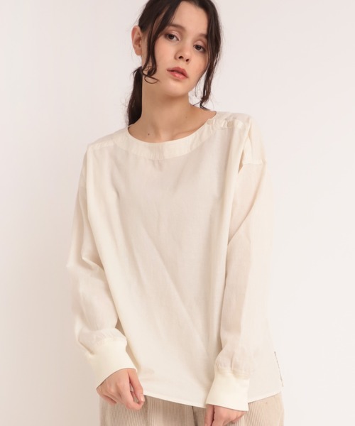 RNA-N(アールエヌエーエヌ)の「B2650 リブカフス布帛ロングTシャツ(Tシャツ/カットソー・レディース・ダークウッド/サーモンピンク/ホワイト・MEDIUM)」の22枚目の写真