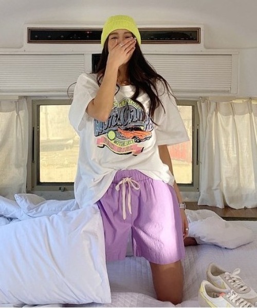 NANING9(ナンニング)の「NANING9 リネンハーフパンツ(その他パンツ・レディース・ブラウン/ベージュ/バイオレット/イエロー・FREE)」の14枚目の写真