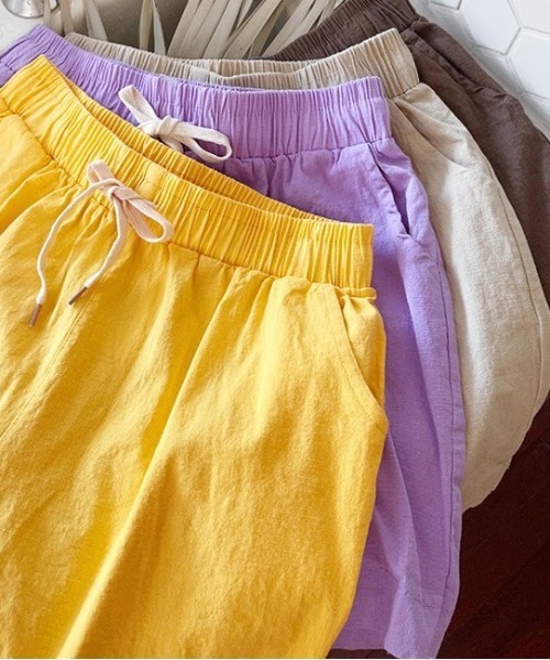 NANING9(ナンニング)の「NANING9 リネンハーフパンツ(その他パンツ・レディース・ブラウン/ベージュ/バイオレット/イエロー・FREE)」の11枚目の写真